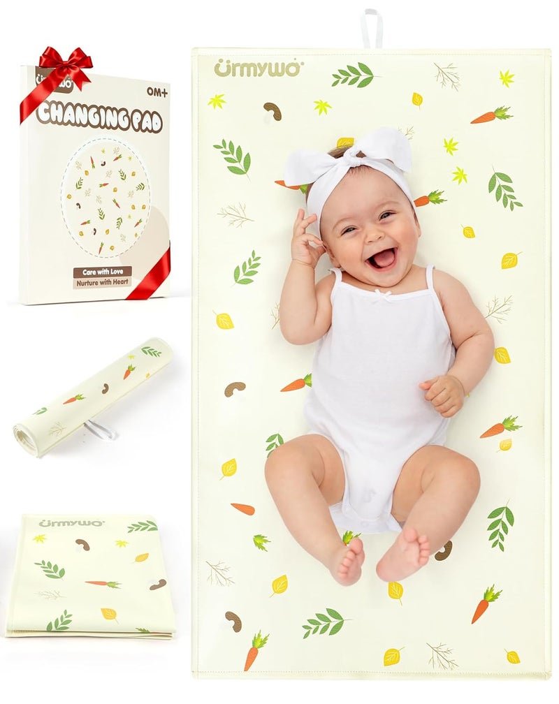 URMYWO Baby Portable Diaper Changing Pad - Waterproof & Wipeable Changing Mat with PU Leather - Soft Comfortable - Foldable Travel Bag & Camping Mat - Newborn Essentials Must Haves - Baby Shower Gifts - Image 1